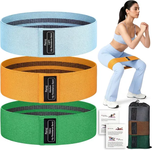 Miniatura 10 de Renoj Resistance Bands for Working Out: 3-Set Professional Exercise Bands for Pilates, Yoga, Home Gym, Booty, Leg Training Heavy/Medium/Light Negro