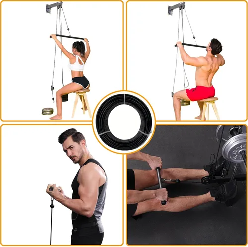 Miniatura 6 de Cable de polea de fitness de 32.8 pies/98.4 pies, cable de acero de gimnasio de 1/4 pulgadas (0.236 in) para gimnasio en casa, reemplazo de cable