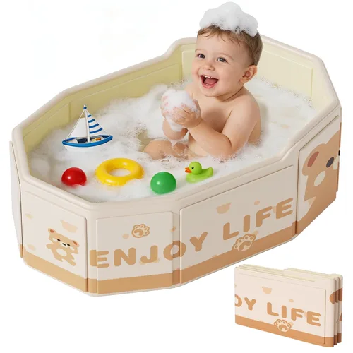 Bañera plegable para bebé, bañera plegable para bebés de 3M-8 años, bañera portátil de viaje para bebé con base antideslizante, bañera plegable