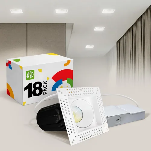 Miniatura 11 de ASD Luces LED empotrables sin moldura de 1 pulgada, 7W 120V Triac redondas para uso comercial, iluminación regulable sin lata para techo con caja