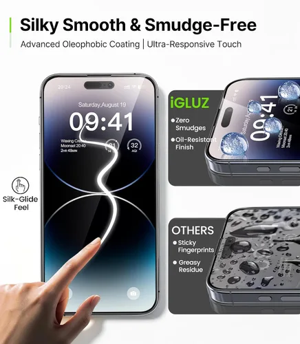 Miniatura 7 de iGluz Paquete de 4+2 protectores de pantalla de privacidad para iPhone 16 con protector de lente de cámara de 6.1 pulgadas, 9H + vidrio templado