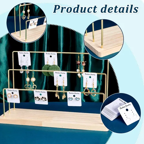 Miniatura 2 de PH PandaHall Soporte organizador de aretes de 3 niveles, soporte para aretes de aro colgante, exhibición de almacenamiento, joyería al por menor