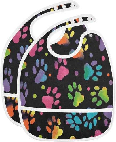 Miniatura 12 de MCHIVER Baberos de bebé para bebé niño y niña, delantal de alimentación impermeable, babero de algodón para comer alimentos, 2 paquetes