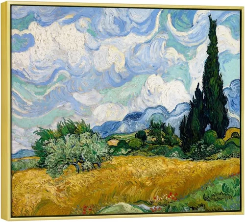 Miniatura 9 de Wieco Art - Arte enmarcado para pared de Campo de trigo con cipreses de Vincent Van Gogh, reproducción de pinturas en lienzo abstracto, impresiones