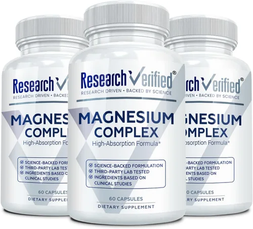Research Verified Complejo de magnesio - Soporte cerebral, muscular y nervioso - Bisglicinato de magnesio, malato, citrato y óxido - Bioperina -