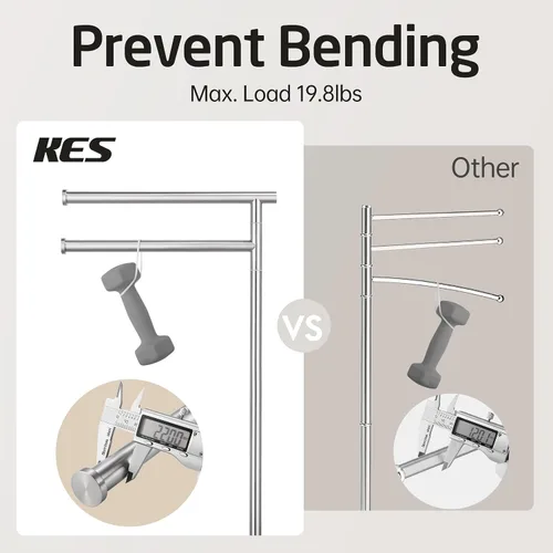 Miniatura 4 de KES Toalleros de pie para suelo de baño, giratorios, independientes, 2 brazos, con base de mármol pesada, acabado cepillado de acero inoxidable