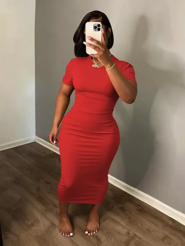 Miniatura 2 de Women's Casual Short Sleeve Dress T Shirt Bodycon Dresses V Neck Maxi Sundress Basic Party Club Dress