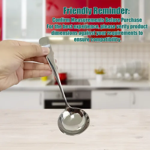 Miniatura 3 de Cucharones de sopa pequeños, cucharones de cuchara de sopa para salsa, 2 unidades SUS 304 de acero inoxidable no magnético de 7.6 pulgadas redondas