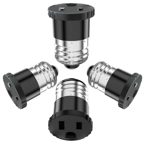 Miniatura 12 de Paquete de 8, Adaptador de Enchufe de Luz a Enchufe, Convierte el Enchufe de Bombilla en Adaptador de Salida (Blanco).
