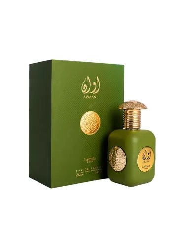 Lattafa Awaan Gold Eau De Parfum Spray para Unisex, 3.4 onzas