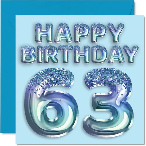 Miniatura 150 de Stuff4 Tarjeta de primer cumpleaños para niños, globo de fiesta con purpurina azul, tarjetas de feliz cumpleaños para niño de 1 año, nieto, hijo, 57