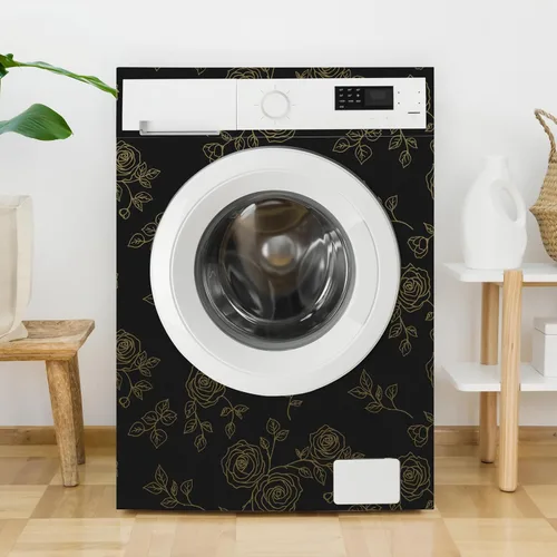 Miniatura 7 de Amiya Papel tapiz floral negro y dorado, línea de papel tapiz para despegar y pegar, estilo bohemio, retro, renovación de dormitorios, armarios