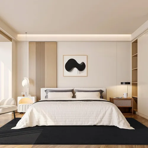 Miniatura 7 de Amearea Alfombras Modernas de Área para Dormitorio, Sala de Estar, 4x6 Pies Alfombra Negra de Espuma Viscoelástica Engrosada, Alfombras Mullidas
