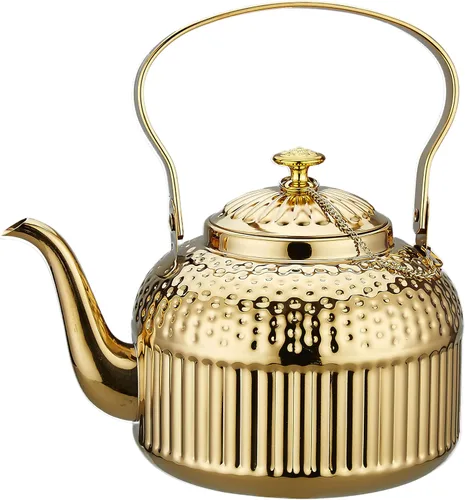 Miniatura 11 de SANQIAHOME Tetera antigua de acero inoxidable de 1.2L (40Oz) con infusor de cobre