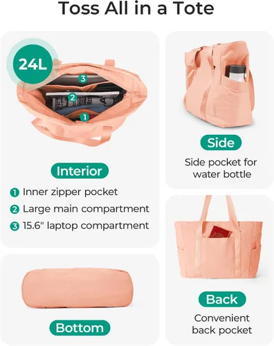 Miniatura 11 de BAGSMART Bolsa de mano para mujer con cremallera, bolsa de gimnasio con compartimentos, bolsa de trabajo para enfermera, baile, bolsa de yoga