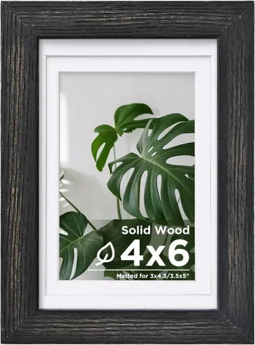 Miniatura 248 de Egofine - Portarretratos de 4 x 6 pulgadas, de madera maciza con plexiglás, para fotos de 3.5 x 5 con paspartú o de 4 x 6 sin paspartú, para colocar