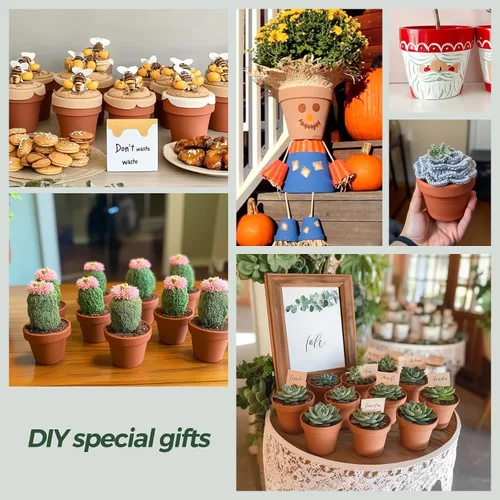 Miniatura 5 de T4U Mini macetas de terracota (36 piezas): macetas pequeñas de arcilla de 2 pulgadas con orificios de drenaje, ideales para plantas de cactus