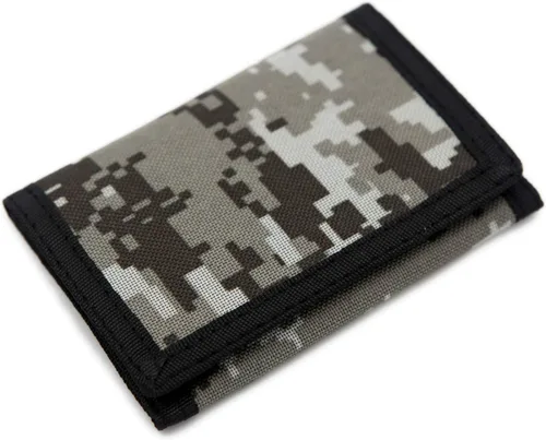 Cartera de bloqueo de RFID (identificación de frecuencia de radio) de tres partes de lona, para deportes al aire libre, para niños. Cartera de