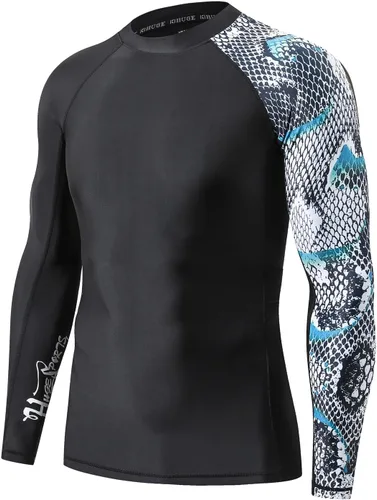 Miniatura 24 de HUGE SPORTS Camiseta de protección contra erupciones de manga larga para hombre UPF 50+ con protección UV, de secado rápido, con costuras de Bosque