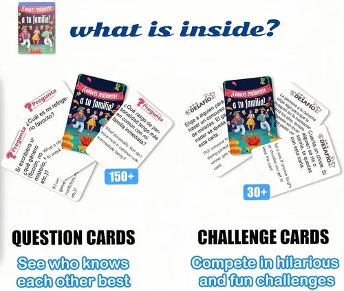 Miniatura 2 de Juegos familiares español-inglés para fiestas Tarjetas de conversación bilingües Divertidos juegos de mesa para fiestas y entretenimiento