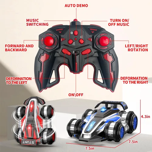 Miniatura 7 de Coche de Acrobacias de Derrape con Control Remoto, Coches RC con Luz y Música, Coche Suspendido de Rotación de 360°, 2.4G, Coches de Control Remoto