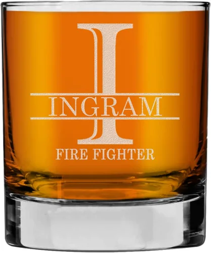 Miniatura 54 de Monograma grabado de cristal de whisky Rocks de 11 onzas (letra S), regalos de bourbon personalizados de la A-Z para hombres, día del padre, vidrio