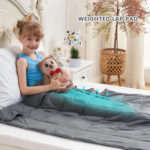Miniatura 5 de yescool Manta con Peso de 7 Libras Refrescante Manta de Regazo con Peso, Mantas Pesadas Grises para Dormir, Manta con Peso de Regalo para 60-80