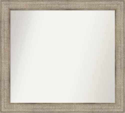 Miniatura 379 de Amanti Art Espejo de baño plateado para sobre fregadero, 26 x 26 pulgadas, espejo cuadrado de níquel pulido, marco de madera tradicional mediano, se