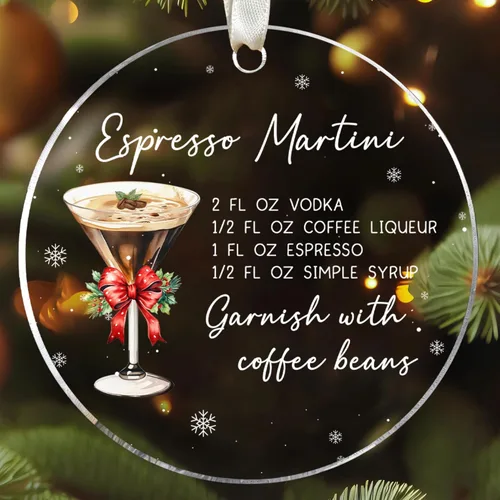 Adorno de Martini Espresso - Adornos de Navidad Espresso Martini, adornos de vino para árbol de Navidad, adorno acrílico 2024