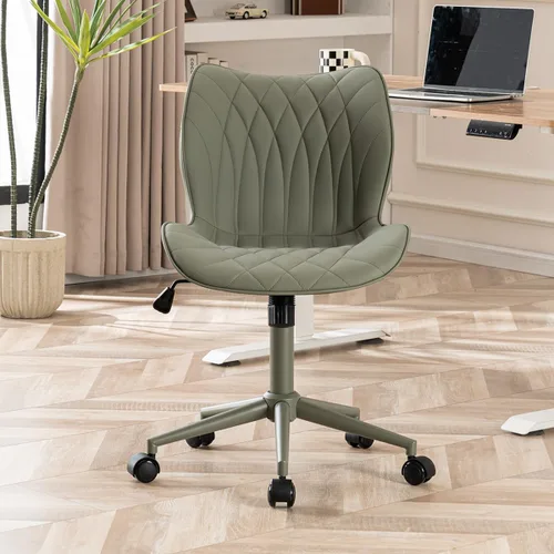 YOUNUOKE Silla de escritorio sin brazos, cómoda silla de oficina con ruedas, silla ergonómica para el hogar, sillas ajustables para computadora,