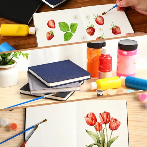 Miniatura 6 de Mooliwe 6 cuadernos de bocetos de acuarela, diario pequeño de acuarela de papel, a granel para pintar 300 GSM, 140 libras, algodón prensa en frío