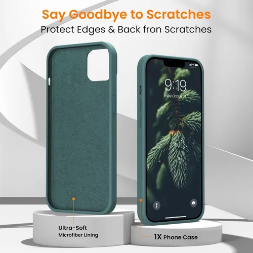 Miniatura 5 de Funda para iPhone 14, iPhone 13, funda protectora de silicona líquida a prueba de golpes, con forro de microfibra suave antiarañazos, ultra delgada