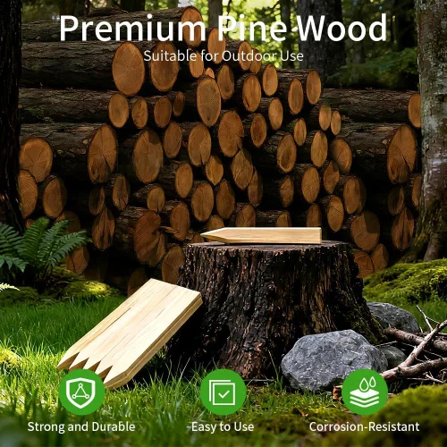 Miniatura 5 de 30 estacas de jardín de madera de 12 pulgadas, estacas de madera para letreros, estacas de grado y encuesta para soporte de plantas, valla de limo