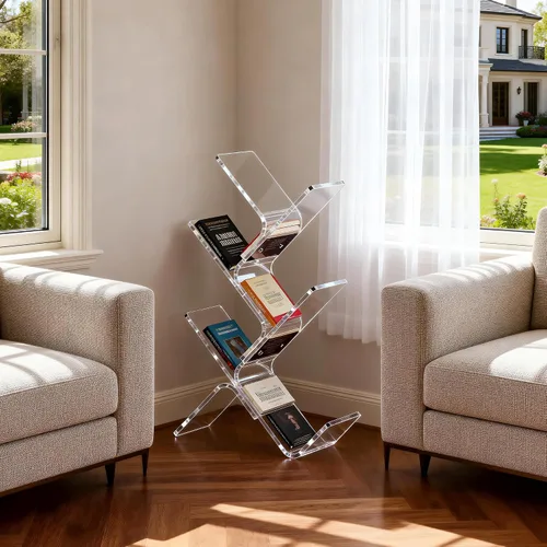 Miniatura 5 de Estantería de acrílico para árboles, moderna estantería transparente de pie, organizador de árboles, estante de almacenamiento decorativo