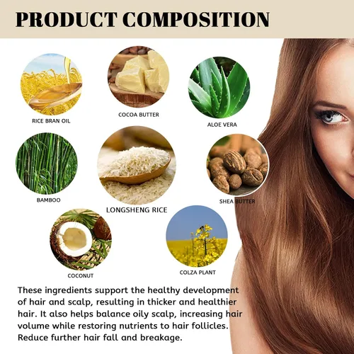 Miniatura 3 de Gegong Barra de champú, extracto de aloe vera de agua de arroz, ingredientes naturales, tratamiento de pérdida de cabello, control de aceite