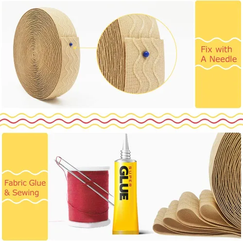 Miniatura 5 de SmiLife Banda Elástica de Agarre de Silicona para Coser, Beige, 1.05 Pulgadas x 12 Yardas