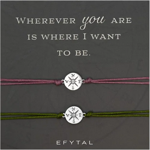 EFYTAL Pulseras para parejas, pulseras de pareja de brújula para novio y novia, regalos de relación a larga distancia, pulsera de promesa, pulseras
