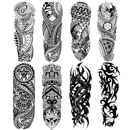 Miniatura 15 de Mangas militares tatuajes temporales de brazo completo negro militar pegatinas de tatuaje falso estilo guerra arte corporal tatuaje brazo