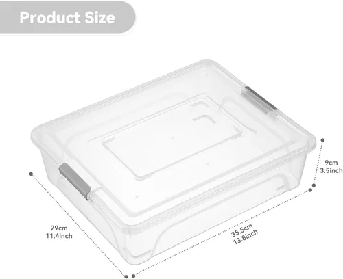 Miniatura 4 de novelinks Contenedores de almacenamiento apilables transparentes con tapa, cajas de almacenamiento de plástico duradero para oficina en casa