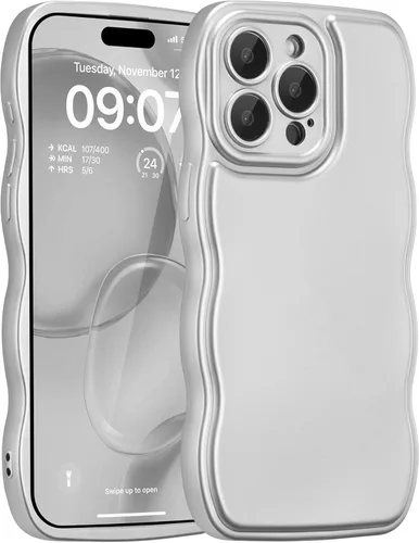 Miniatura 13 de FABSPARK - Funda para iPhone 11, diseño simple, marco ondulado, estética, silicona suave, color beige