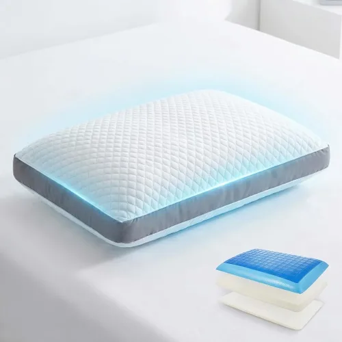 Perfect Cloud The Perfect Pillow Almohada de espuma viscoelástica de doble temperatura con capas ajustables/extraíbles para dormir de espalda,