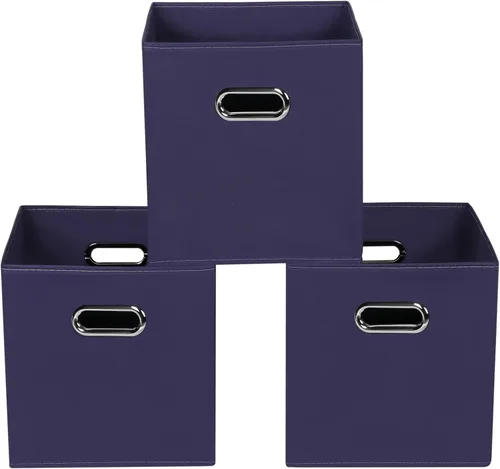 Miniatura 26 de Contenedores de almacenamiento de tela, organizadores de tela con asa, cubos plegables para almacenamiento de tela o accesorios, 11 x 11 x 11 Naranja