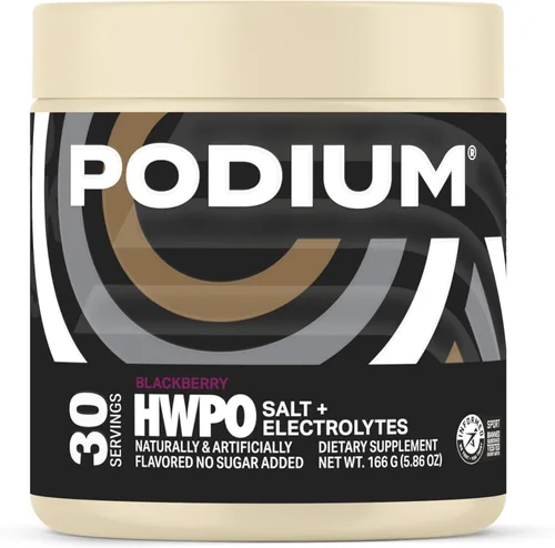 Podium Nutrition, Sal+electrolitos, polvo de electrolitos, mora, 30 porciones, electrolitos, hidratación, recuperación