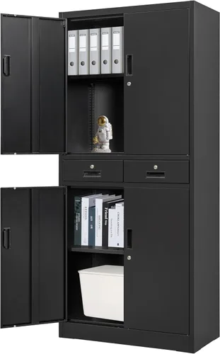 Miniatura 13 de CMY Gabinete de almacenamiento de metal, armario de almacenamiento con bloqueo de 36 pulgadas de alto con estantes ajustables, gabinetes de acero