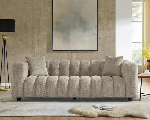 Miniatura 12 de VANOMi Sofá Loveseat Boucle Cloud de 89", Cómodo Sofá Boucle Tapizado de Asiento Profundo, Sofá Moderno de Mediados de Siglo para Sala de Estar