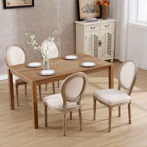 Miniatura 3 de Kmax Sillas de comedor estilo granja, patas de madera marrón, elegantes sillas de cocina copetudas, sillas de dormitorio francesas desgastadas