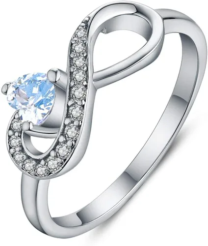 Miniatura 45 de Anillo Jo Wisdomo de compromiso. de plata esterlina, con corazón e infinito, anillo de amistad, para ella