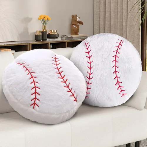 Miniatura 9 de Almohada de voleibol – 2 almohadas suaves y esponjosas de felpa de voleibol, almohadas deportivas redondas rellenas, regalos para fanáticos
