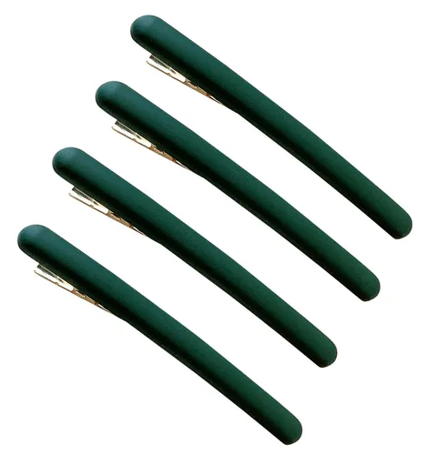 Miniatura 3 de 4 pinzas para el cabello con pico de cocodrilo de metal estrecho esmerilado de 3.5 pulgadas, pinzas para el pelo brillantes, pasadores elegantes Rojo