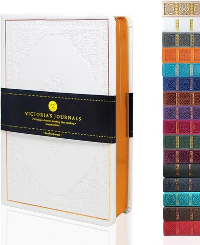 Miniatura 12 de VICTORIA'S JOURNALS Diario Vintage de Cuero Sintético con Tapa Dura Cuaderno Rayado Diario de Viaje de Aspecto Antiguo, Tamaño A5 5.7'' x 8.1'' Gris